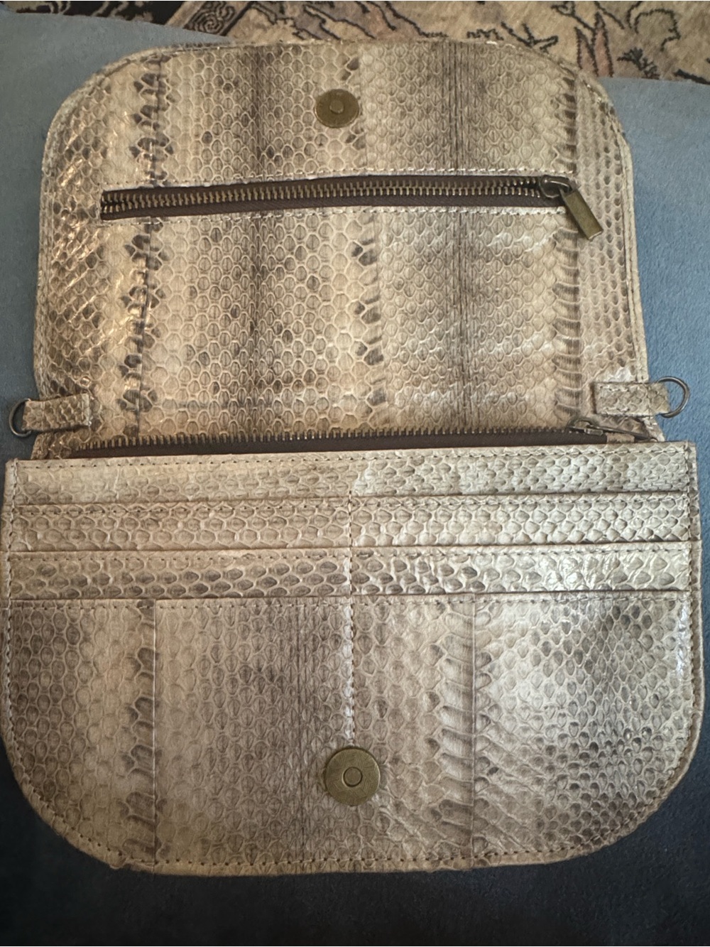 Genuine Snake-skin  Clutch in Neutral Taupe - Picture 4 of 5